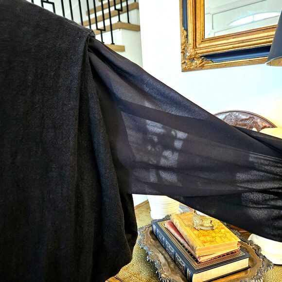 UMGEE Black Mini Dress 3/4 Length Sheer Sleeves Womens MEDIUM (Large possible) - Picture 5 of 6